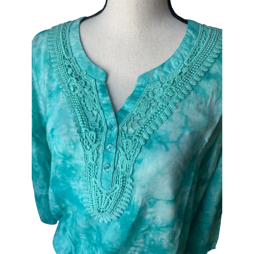 Grand & Greene Top Long Sleeve 3 Button V-Neck Boho Blouse Women's Large - Picture 5 of 6